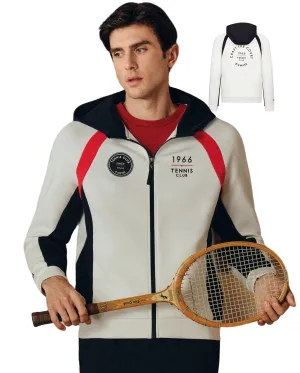 1011480-161 | MEN'S TENNIS CLUB LOGO COLOR BLOCKS HOODED JACKET | WHITE