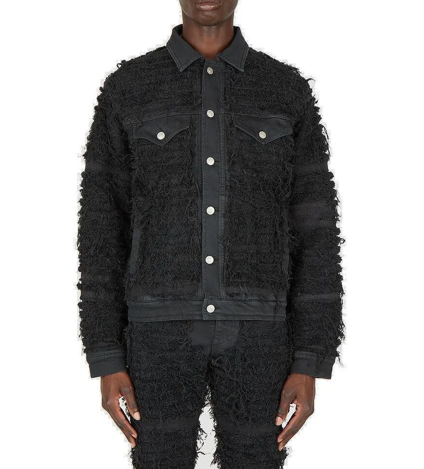 1017 ALYX 9SM X Blackmeans All-Over Shredded Effect Denim Jacket