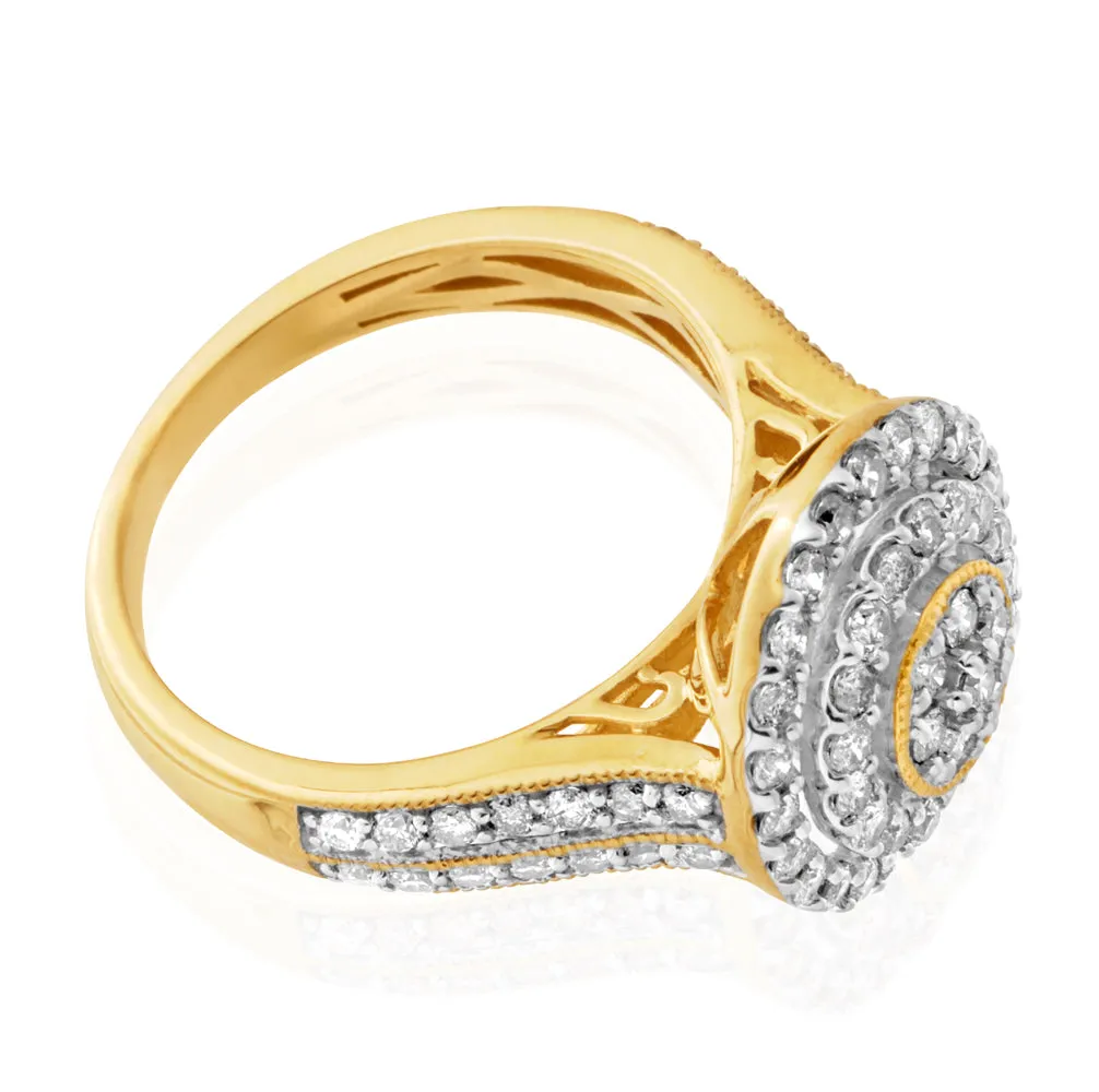 9ct Yellow Gold 1 Carat Diamond Dress Ring