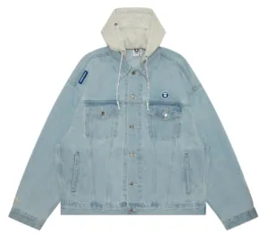 AAPE Moonface logo hooded denim jacket AAPLJM7661XXN