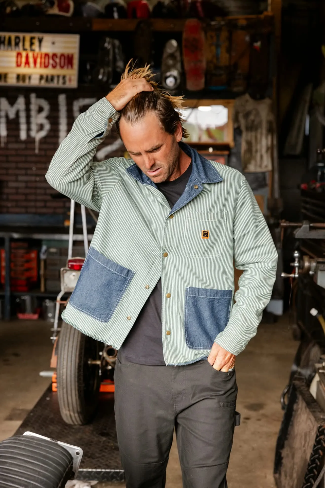 Assembly Reversible Chore Jacket - Indigo/Pine Needle/Whitecap