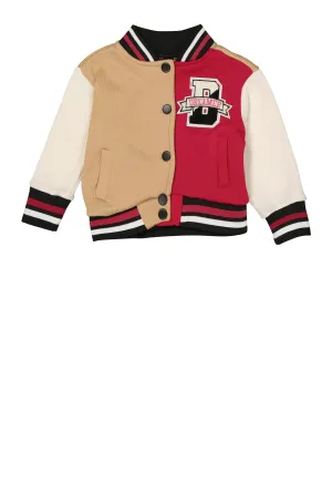 Baby Girls 0-24M Bear Chenille Graphic Varsity Jacket