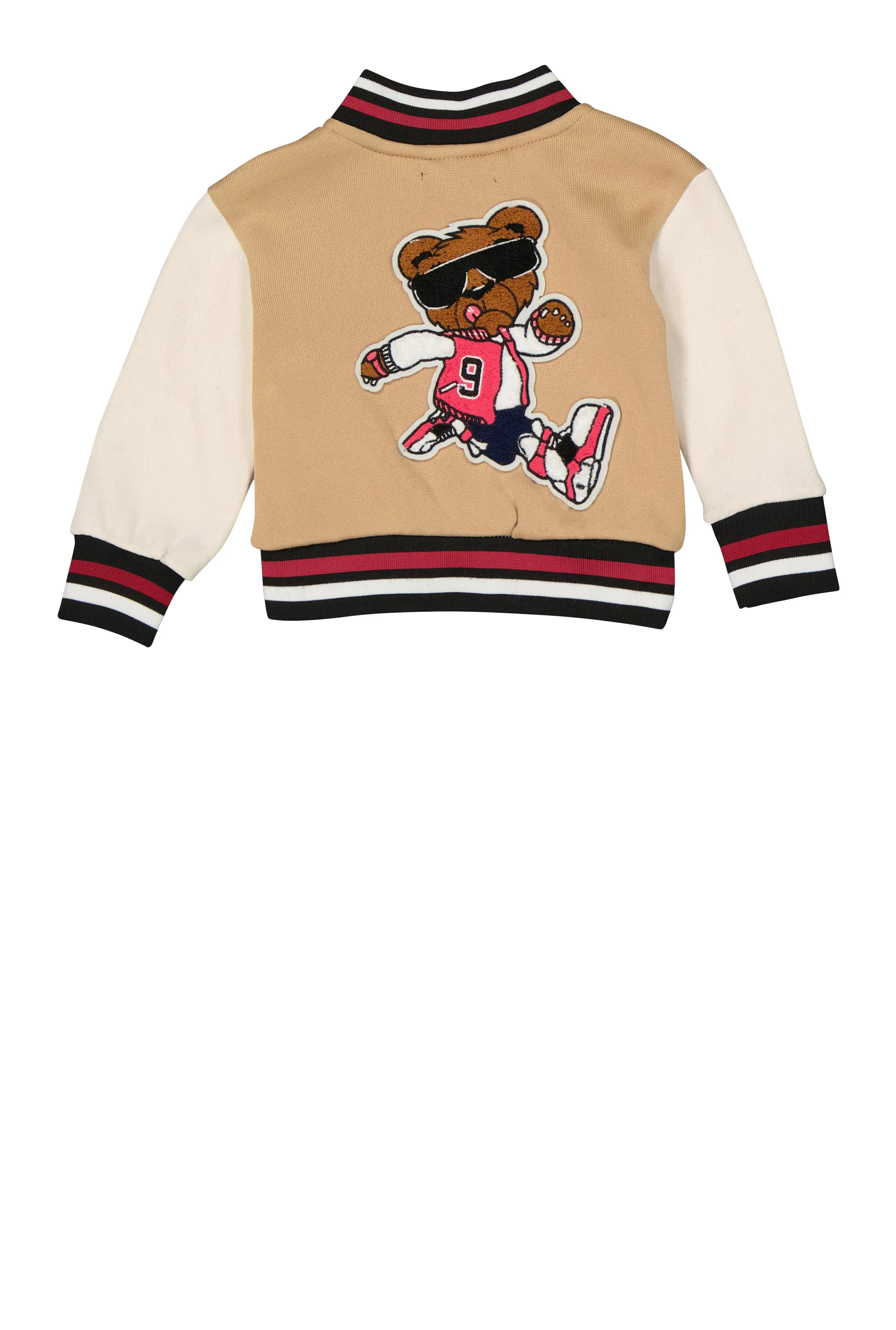 Baby Girls 0-24M Bear Chenille Graphic Varsity Jacket