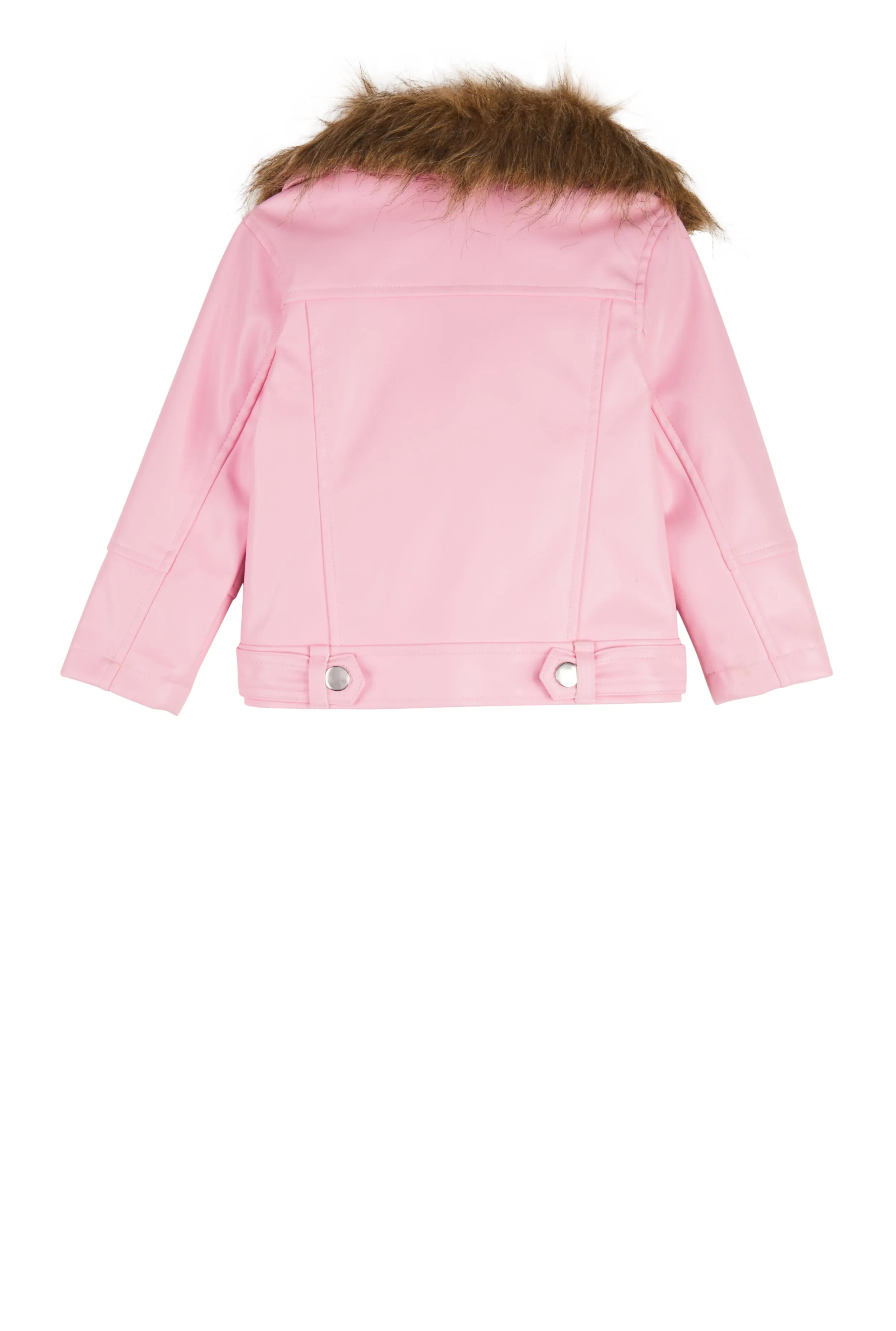 Baby Girls 12-24M Faux Fur Trim Faux Leather Moto Jacket