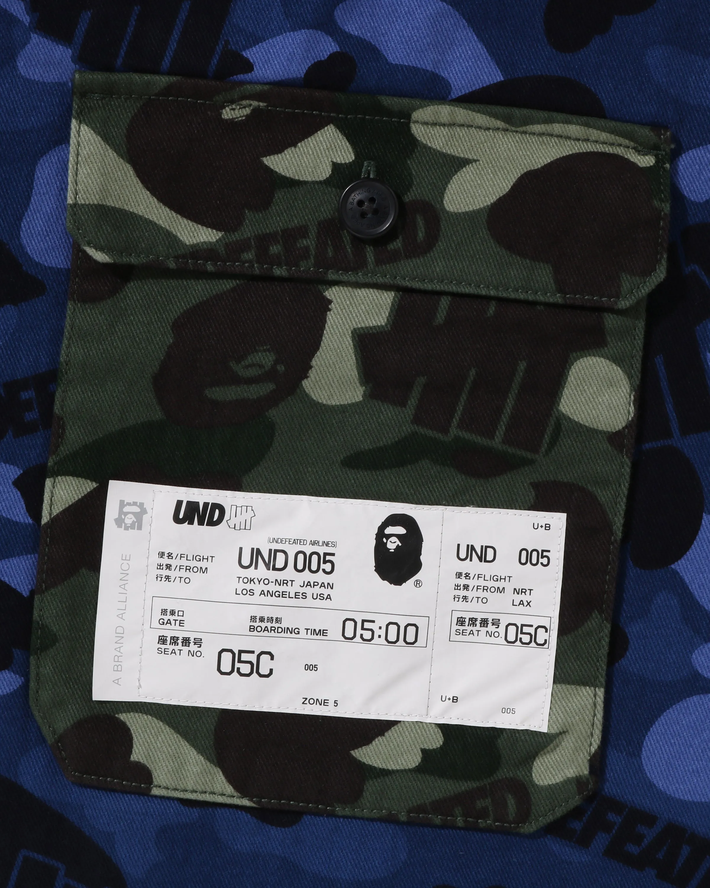 BAPE X UNDEFEATED COLOR CAMO FLANNEL JACKET - NAVY