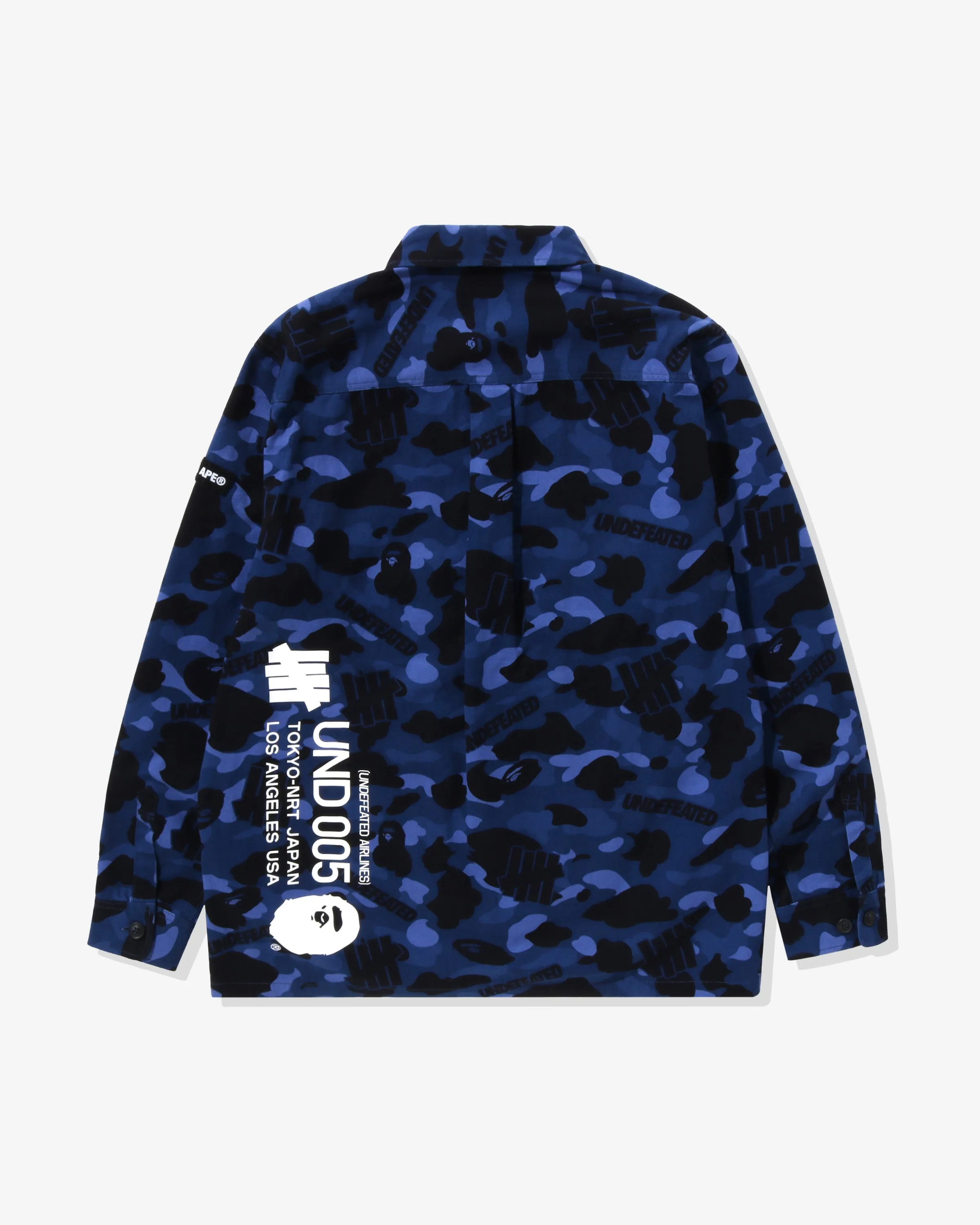 BAPE X UNDEFEATED COLOR CAMO FLANNEL JACKET - NAVY