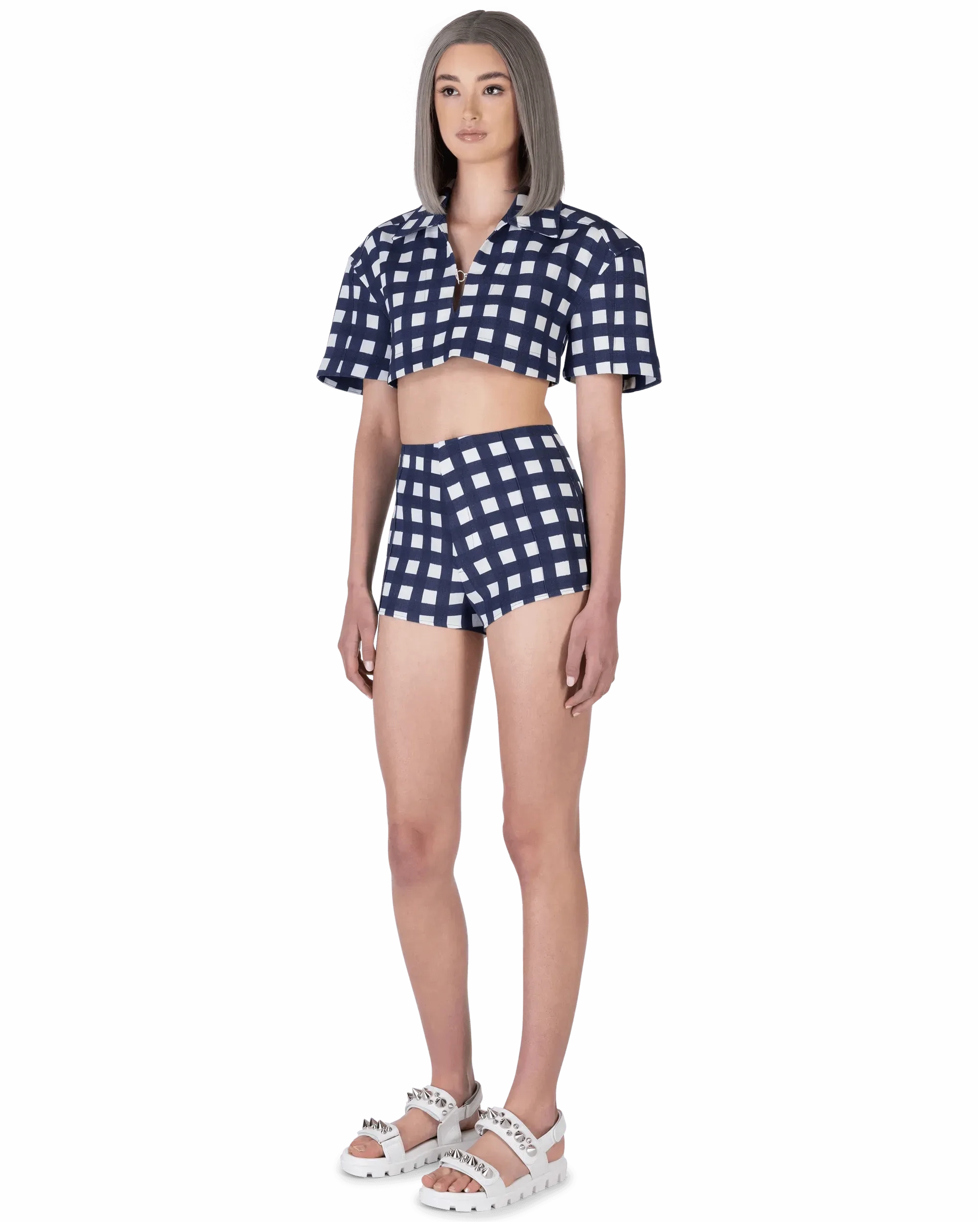 Bebi Check Cropped Top