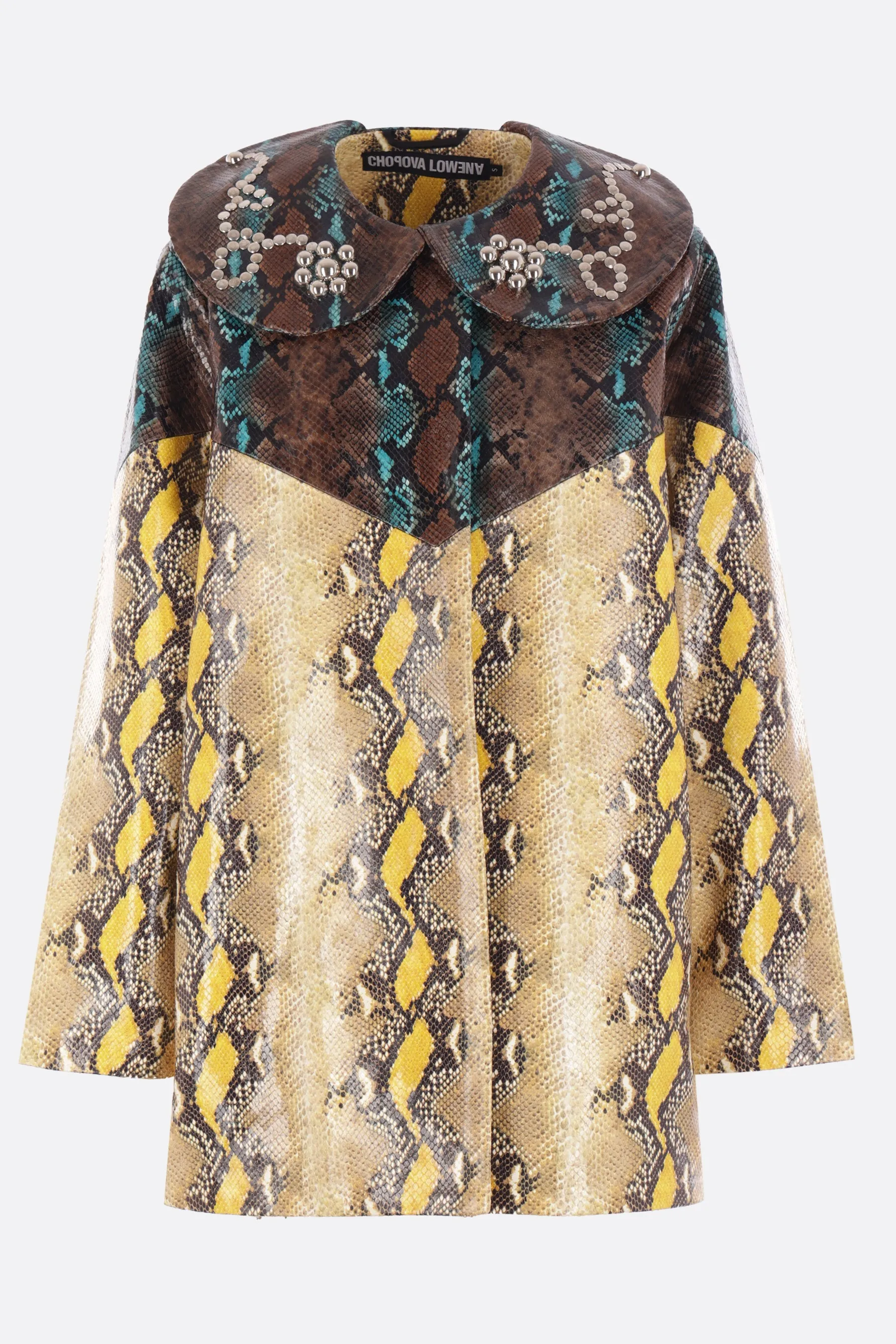 Belle coat in python-printed leather