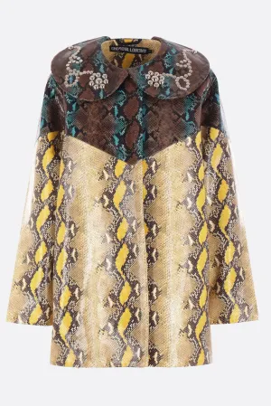 Belle coat in python-printed leather