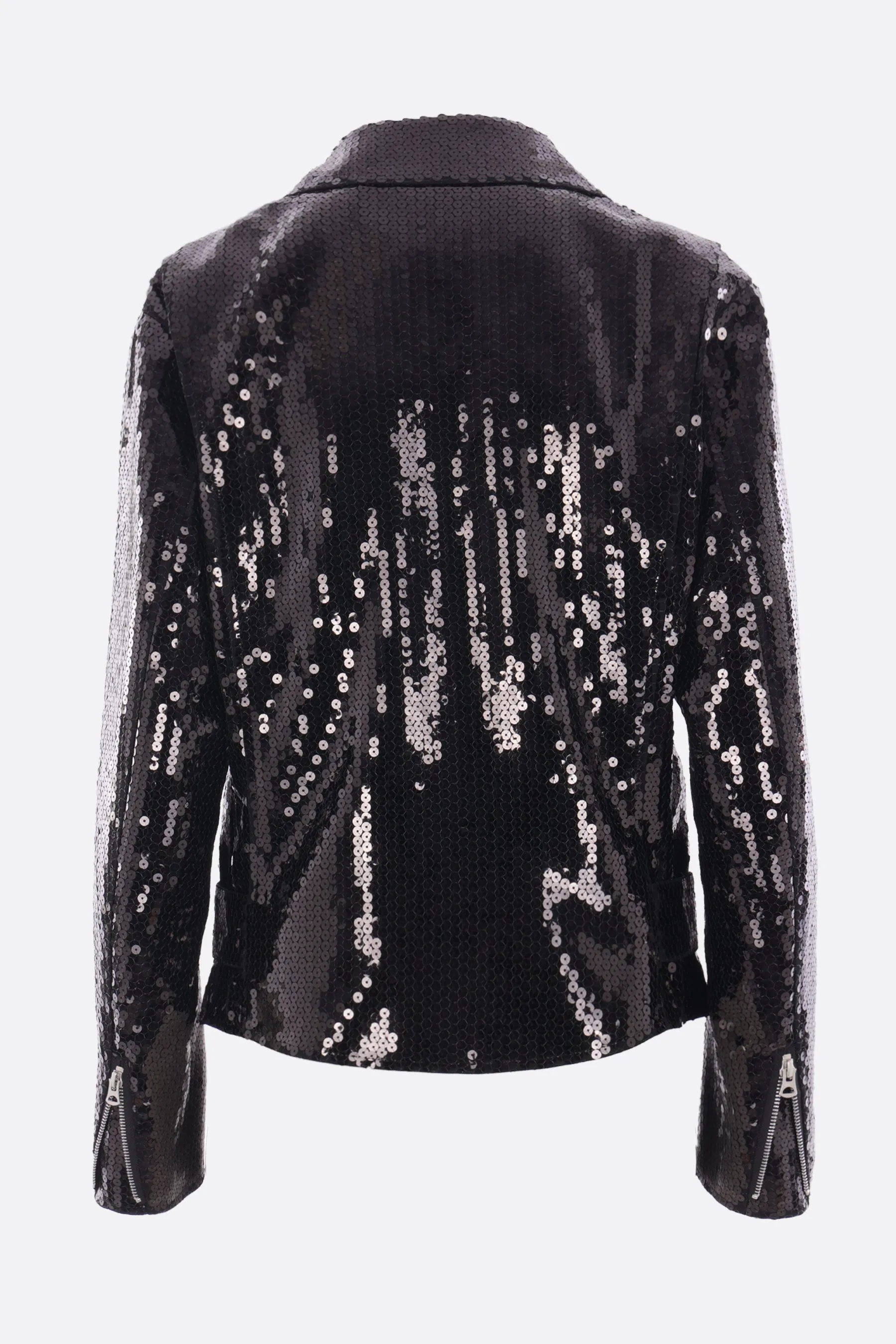 biker jacket in sequinned crepe