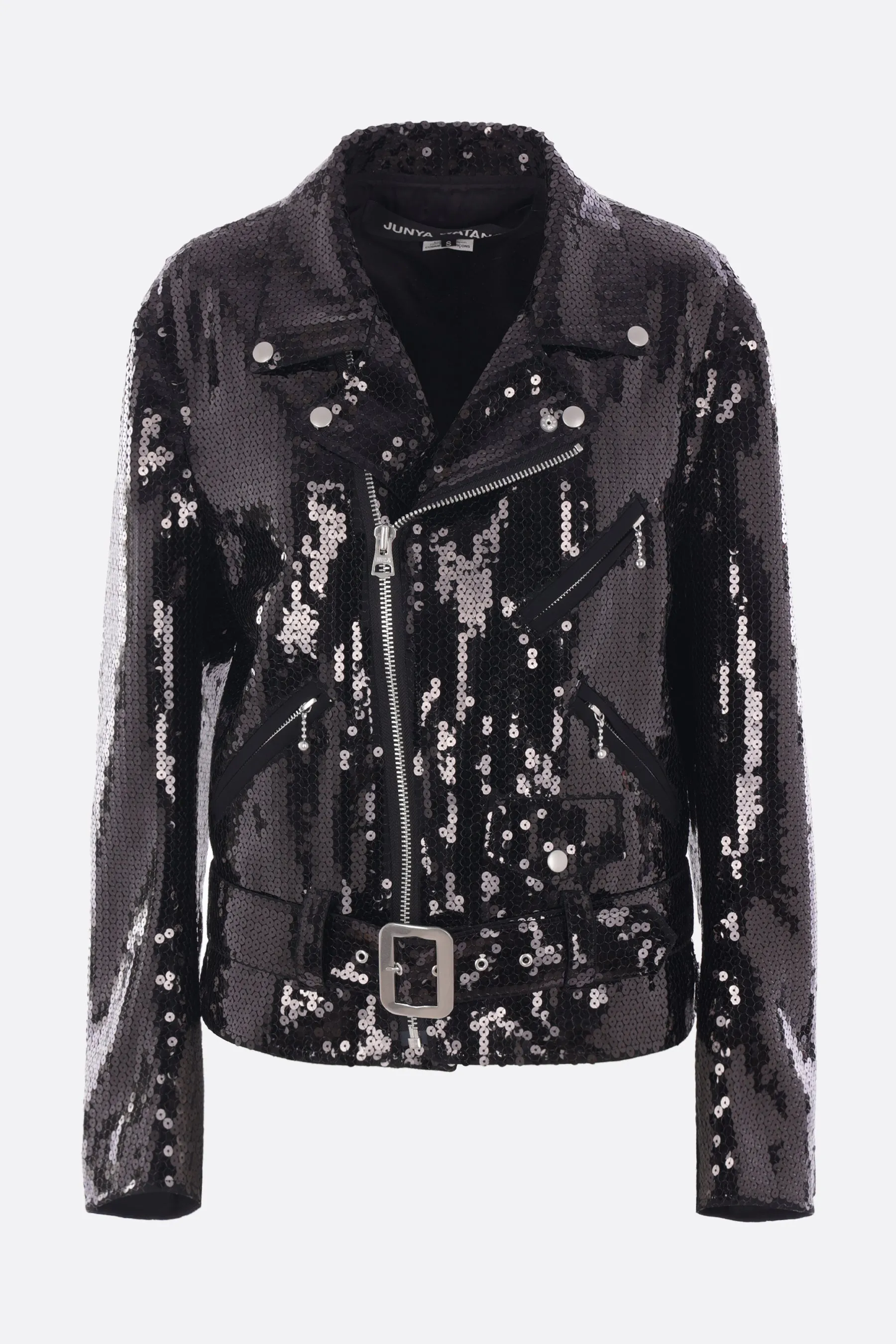 biker jacket in sequinned crepe
