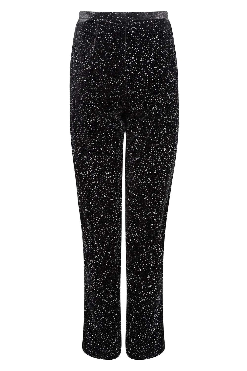 Black and Silver Sparkle Velvet Narrow Leg Trousers  - Pandora