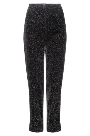 Black and Silver Sparkle Velvet Narrow Leg Trousers  - Pandora