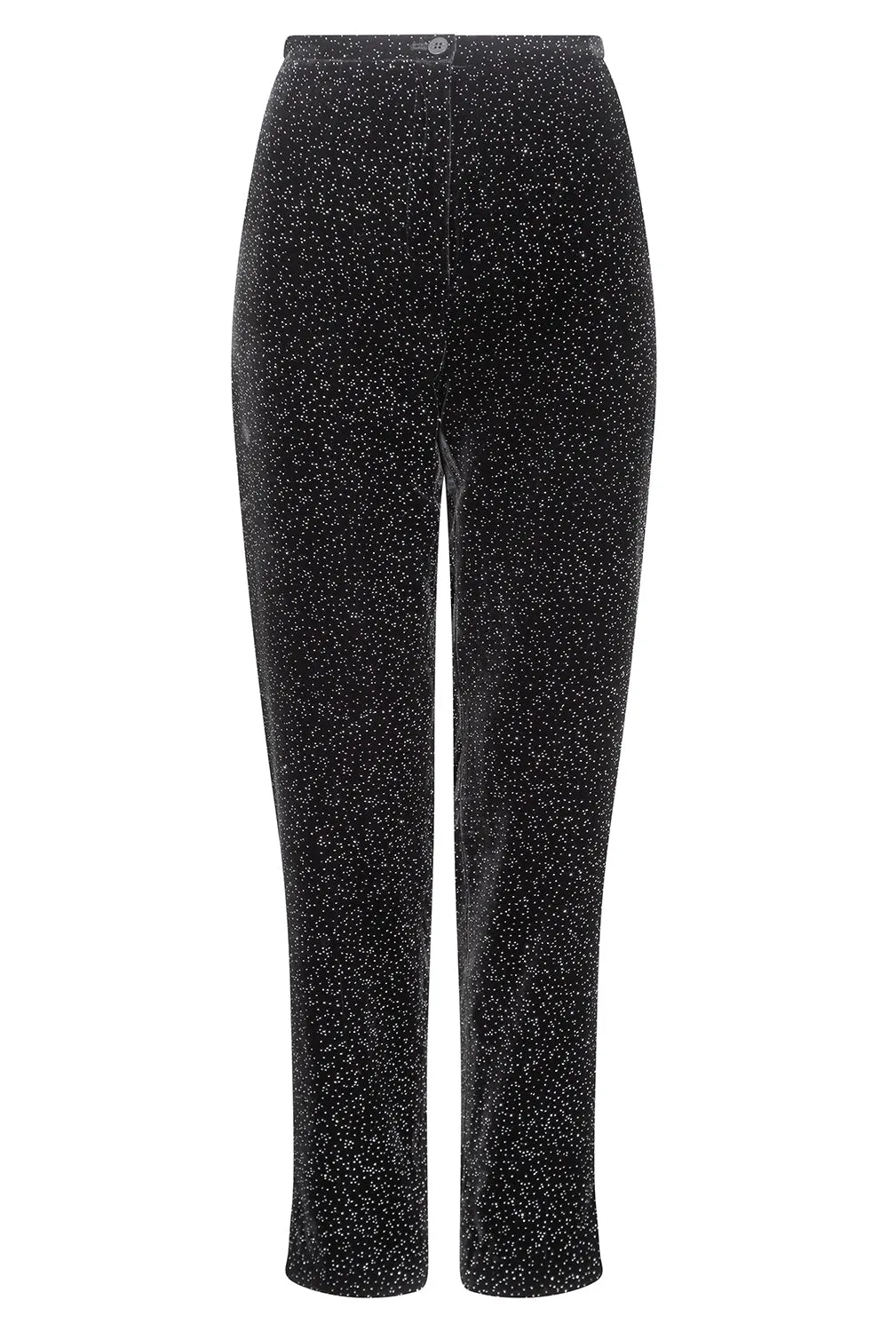 Black and Silver Sparkle Velvet Narrow Leg Trousers  - Pandora