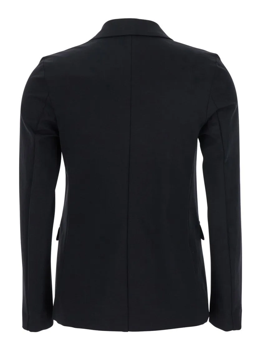 Black Double-Breasted Fabric Jacket