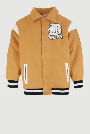 Boys B Initial Chenille Patch Letterman Jacket