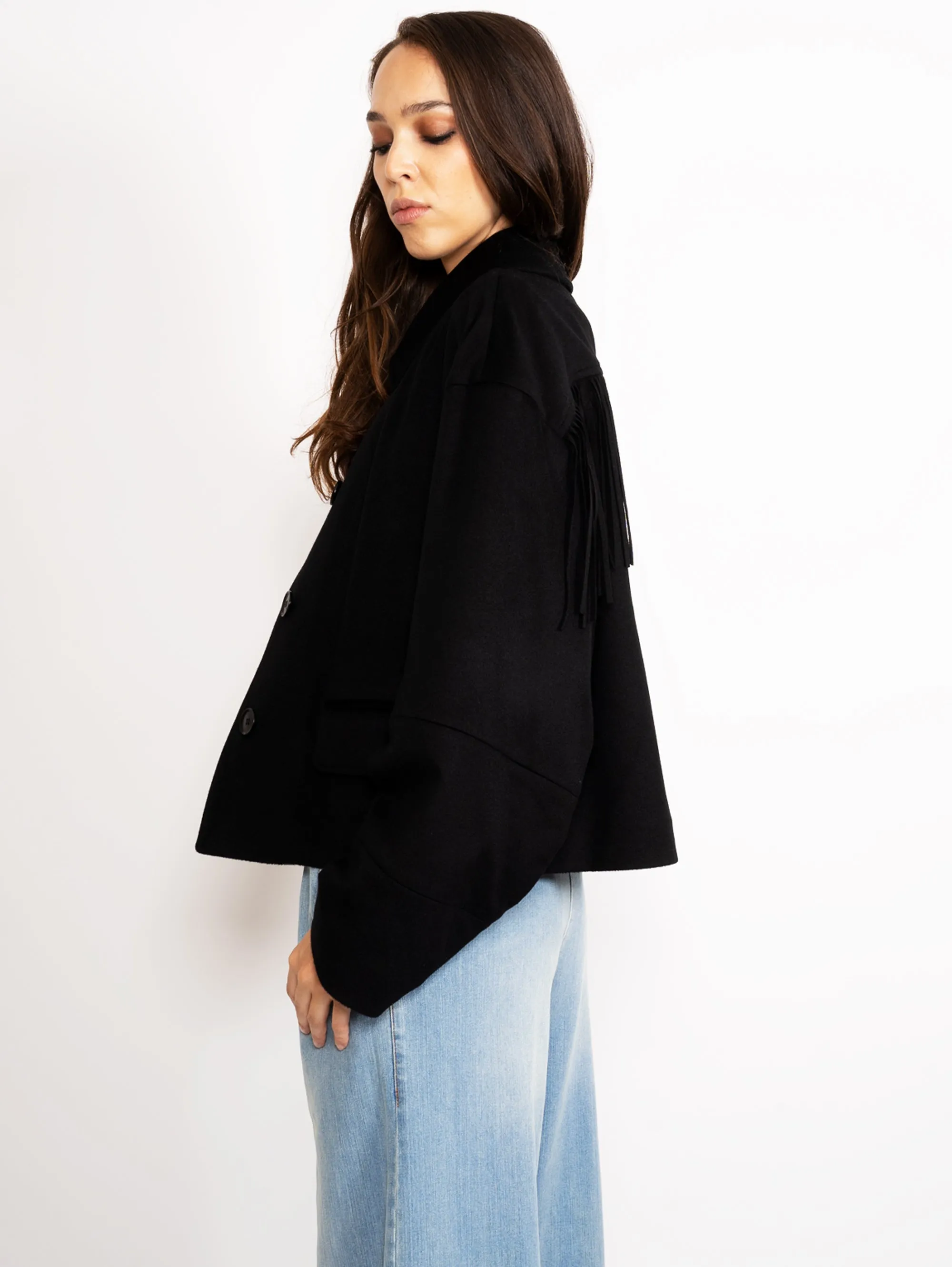 Caban with Black Fringes