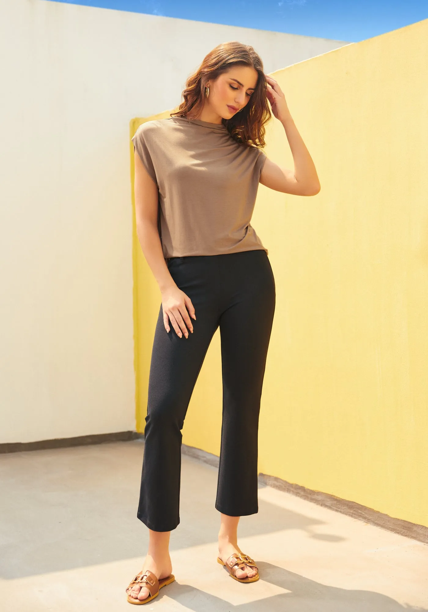 Cap Sleeve Mockneck (Taupe)