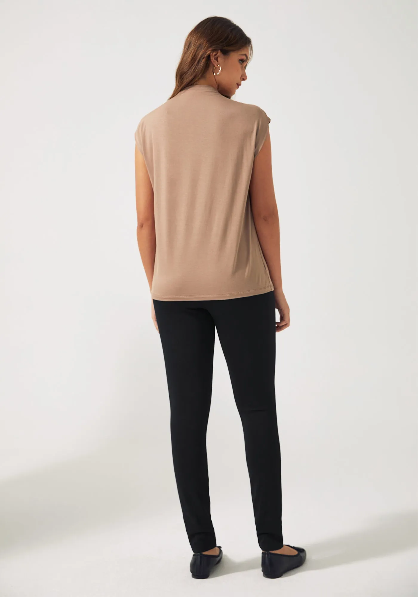 Cap Sleeve Mockneck (Taupe)