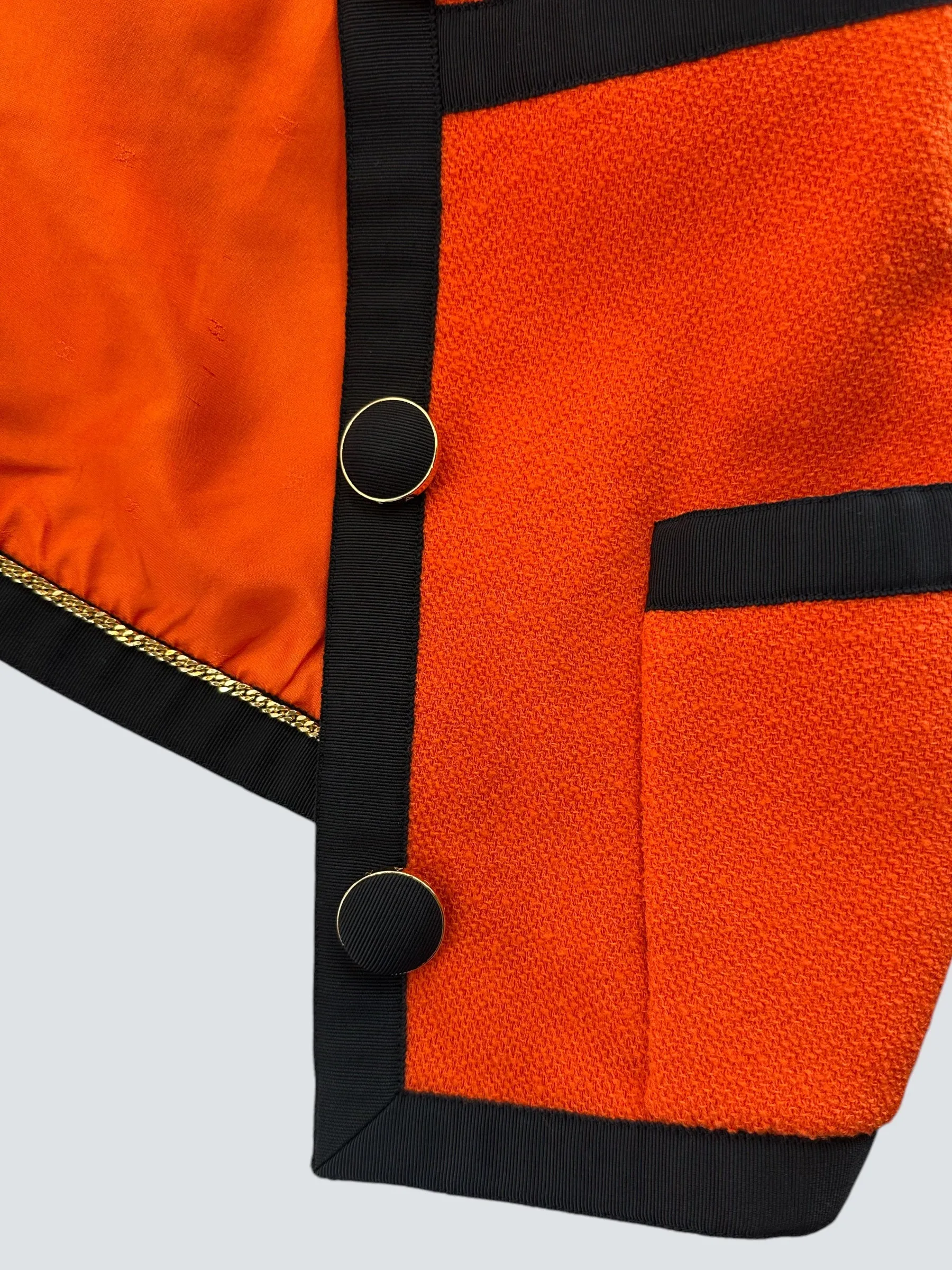 Chanel Orange Wool Cropped Jacket - Size 36