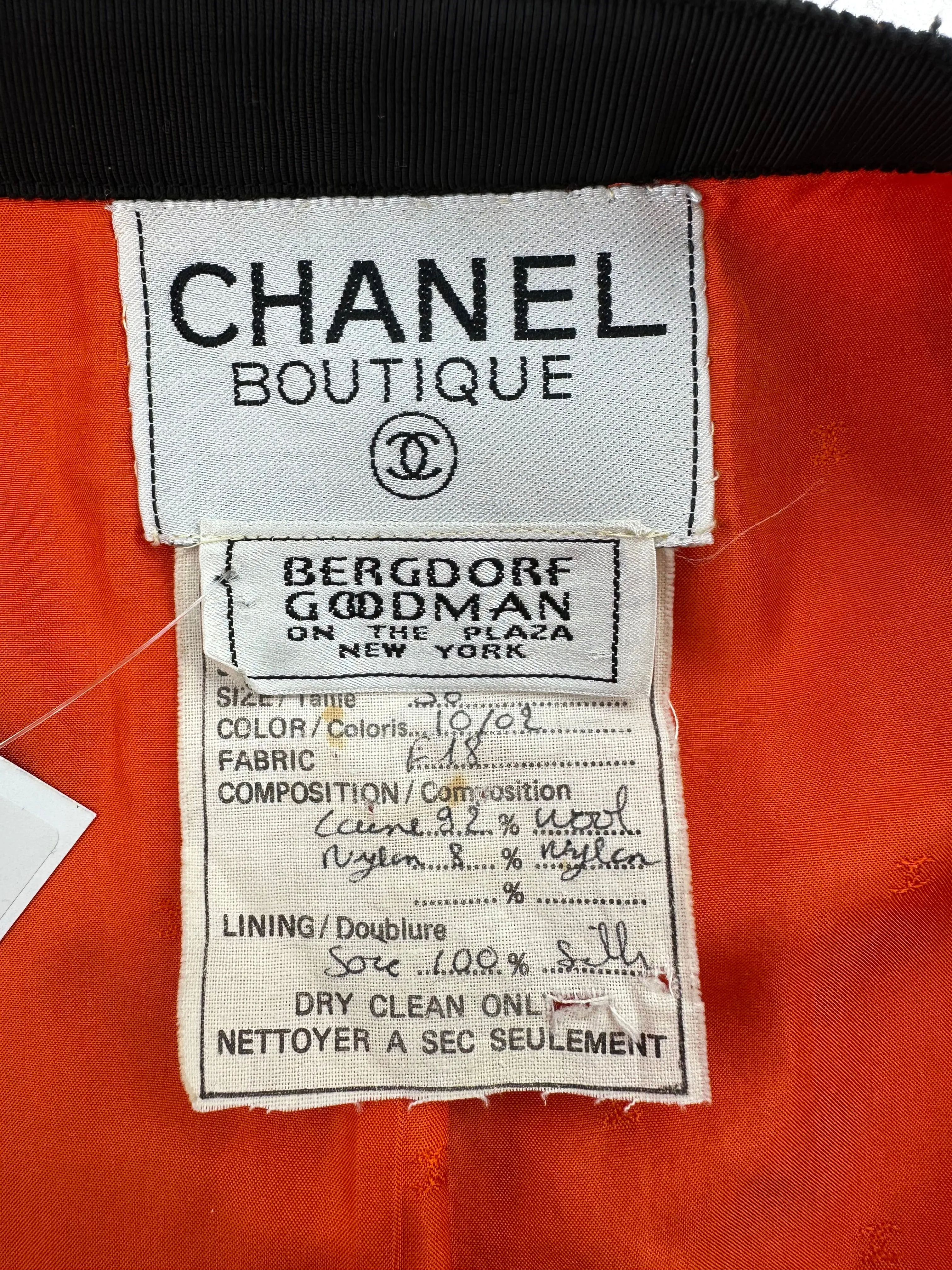 Chanel Orange Wool Cropped Jacket - Size 36