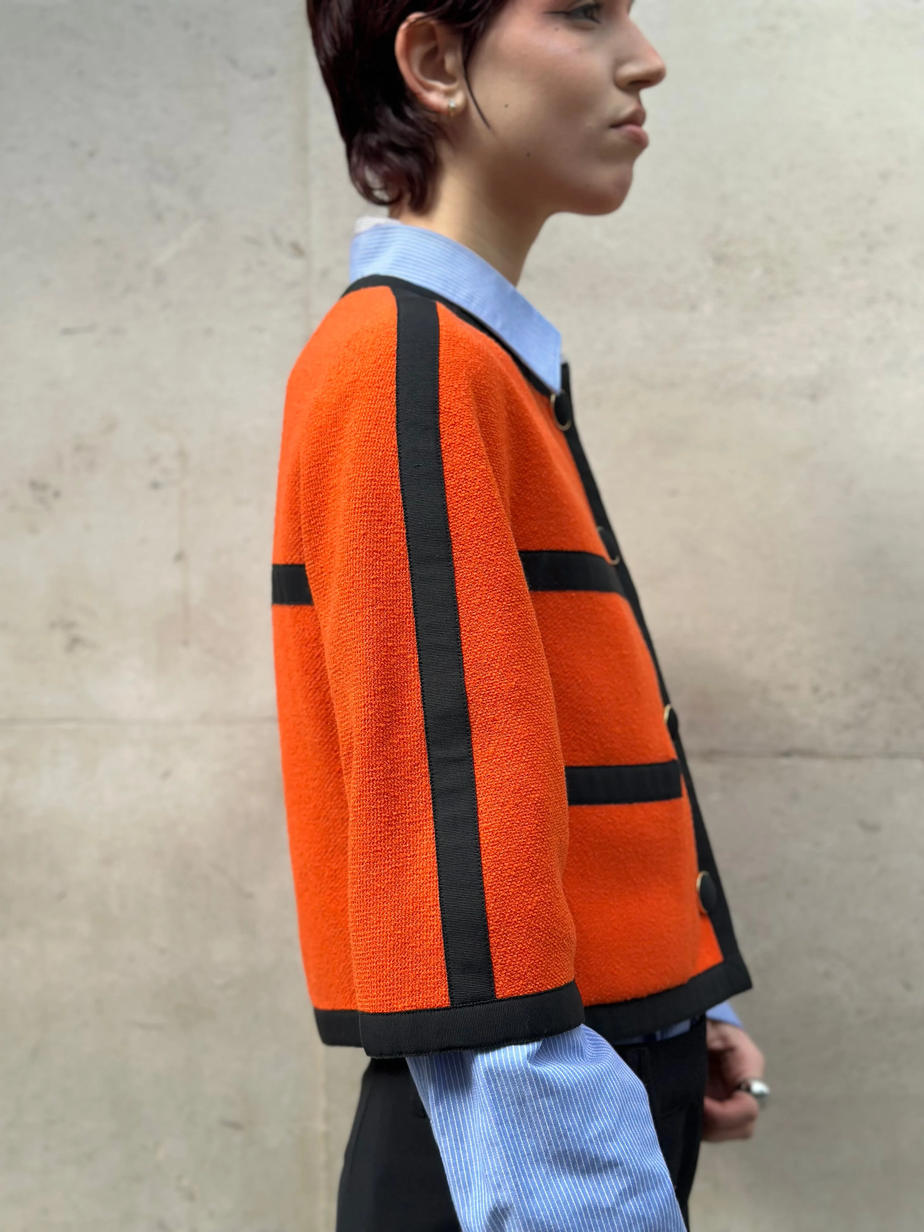 Chanel Orange Wool Cropped Jacket - Size 36