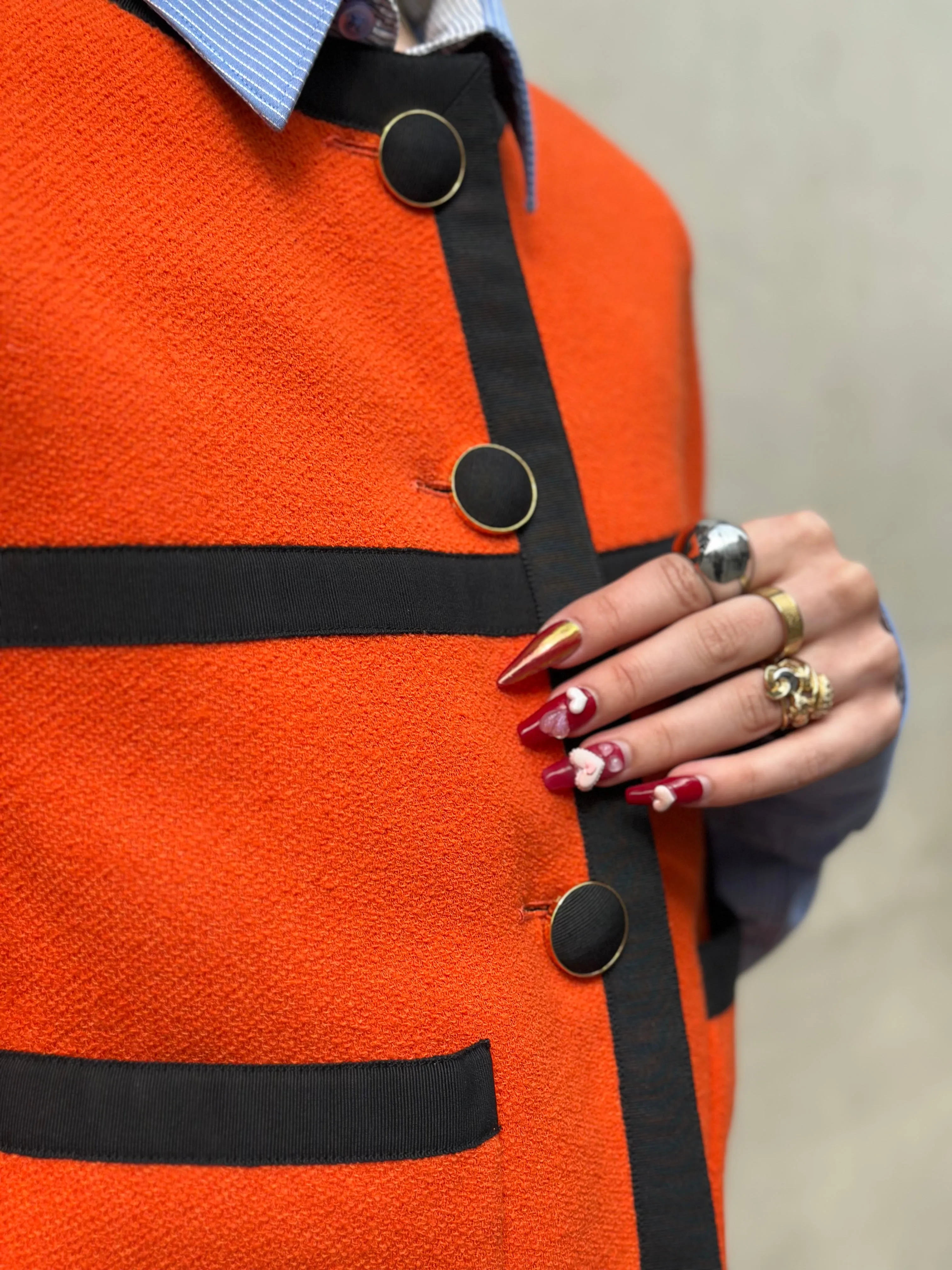 Chanel Orange Wool Cropped Jacket - Size 36