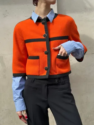 Chanel Orange Wool Cropped Jacket - Size 36