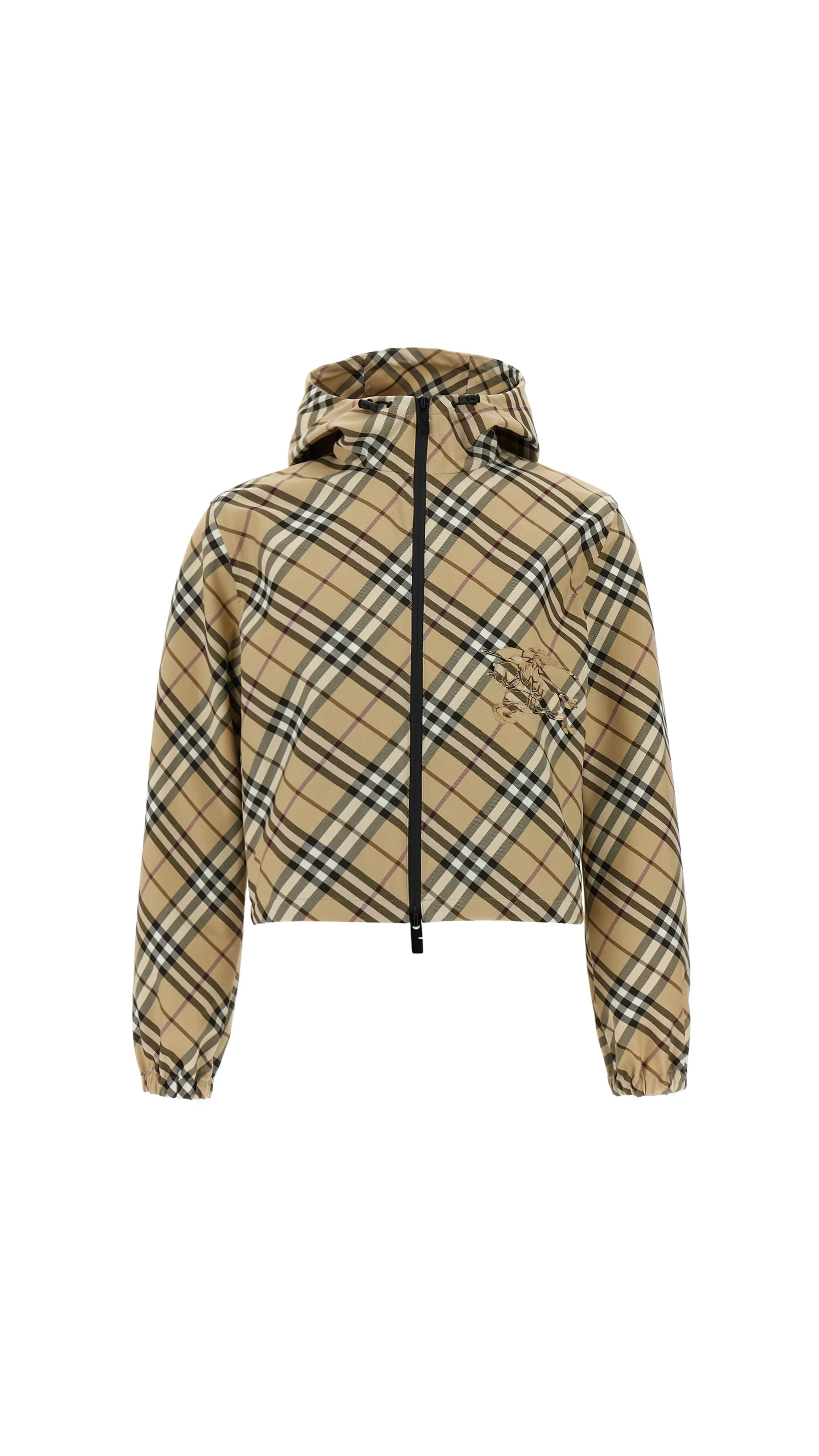 Check Jacket With Logo - Alabaster