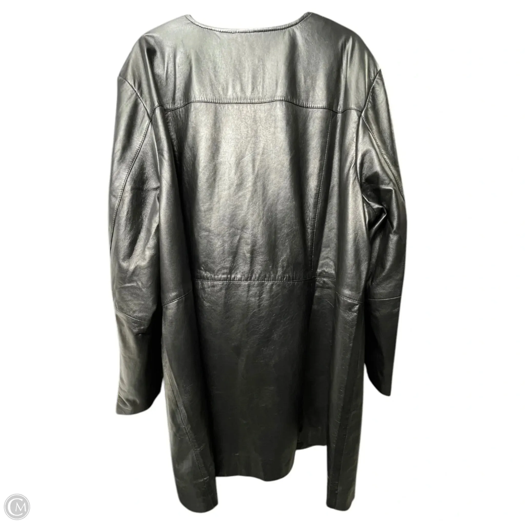 Coat Leather By Jessica London In Black, Size: 3x