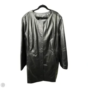 Coat Leather By Jessica London In Black, Size: 3x
