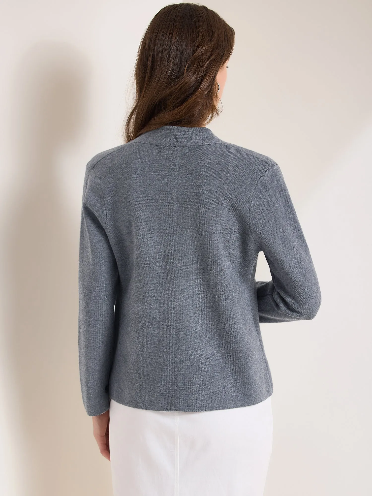 Collarless Long Sleeve One Button Business Office Jacket