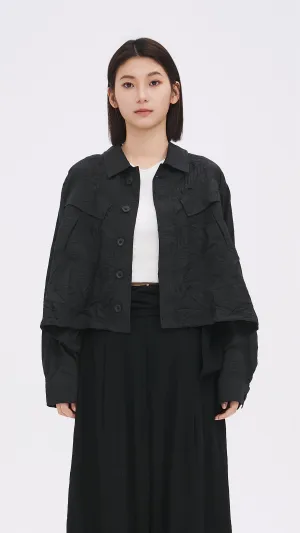 Distort Pleated Military Jacket