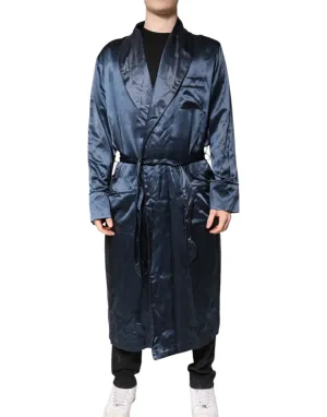 Dolce & Gabbana Solid Silk Men Wrap Robe Coat Men's Jacket (Pre-Owned)