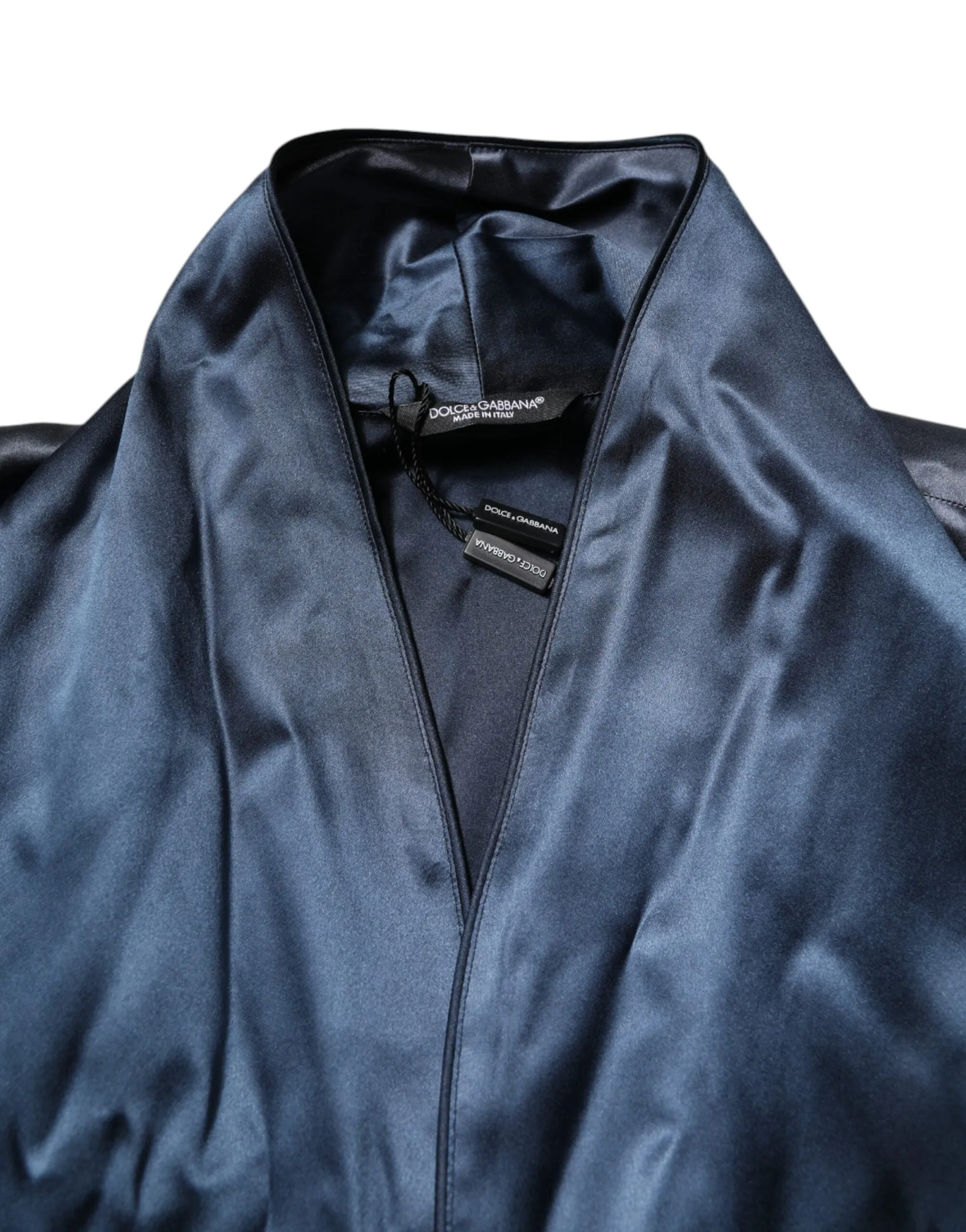 Dolce & Gabbana Solid Silk Men Wrap Robe Coat Men's Jacket (Pre-Owned)