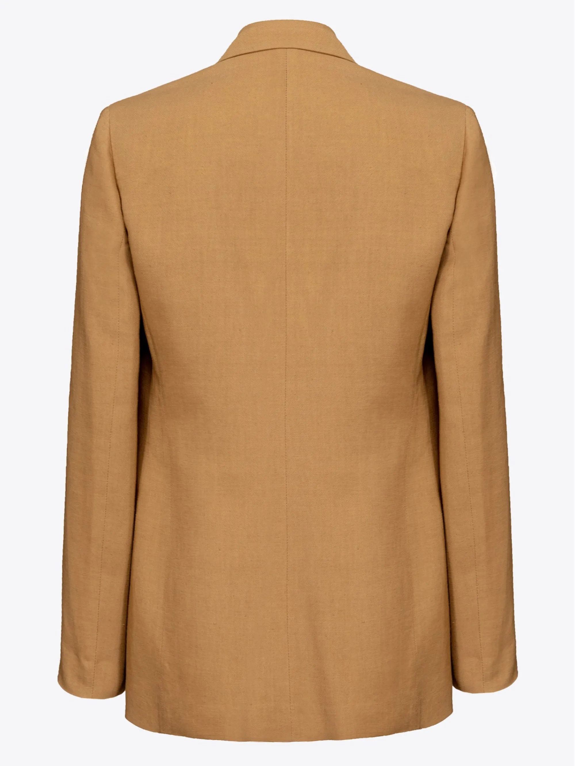 Double-breasted Blazer in Mustard Viscose and Linen