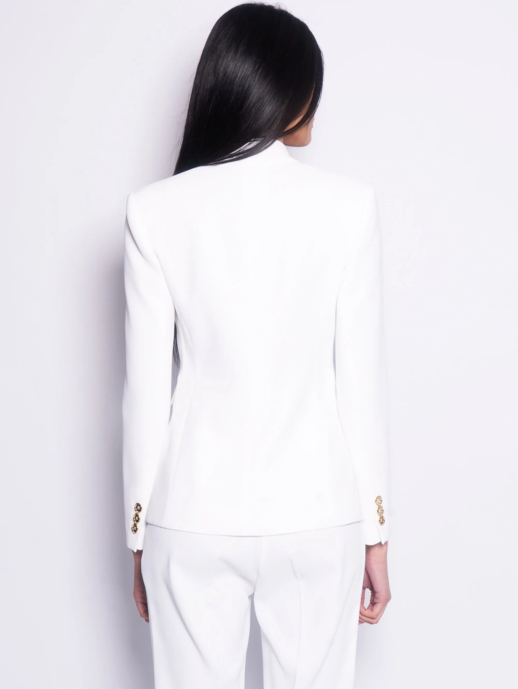 Double Breasted Blazer with White Metal Buttons
