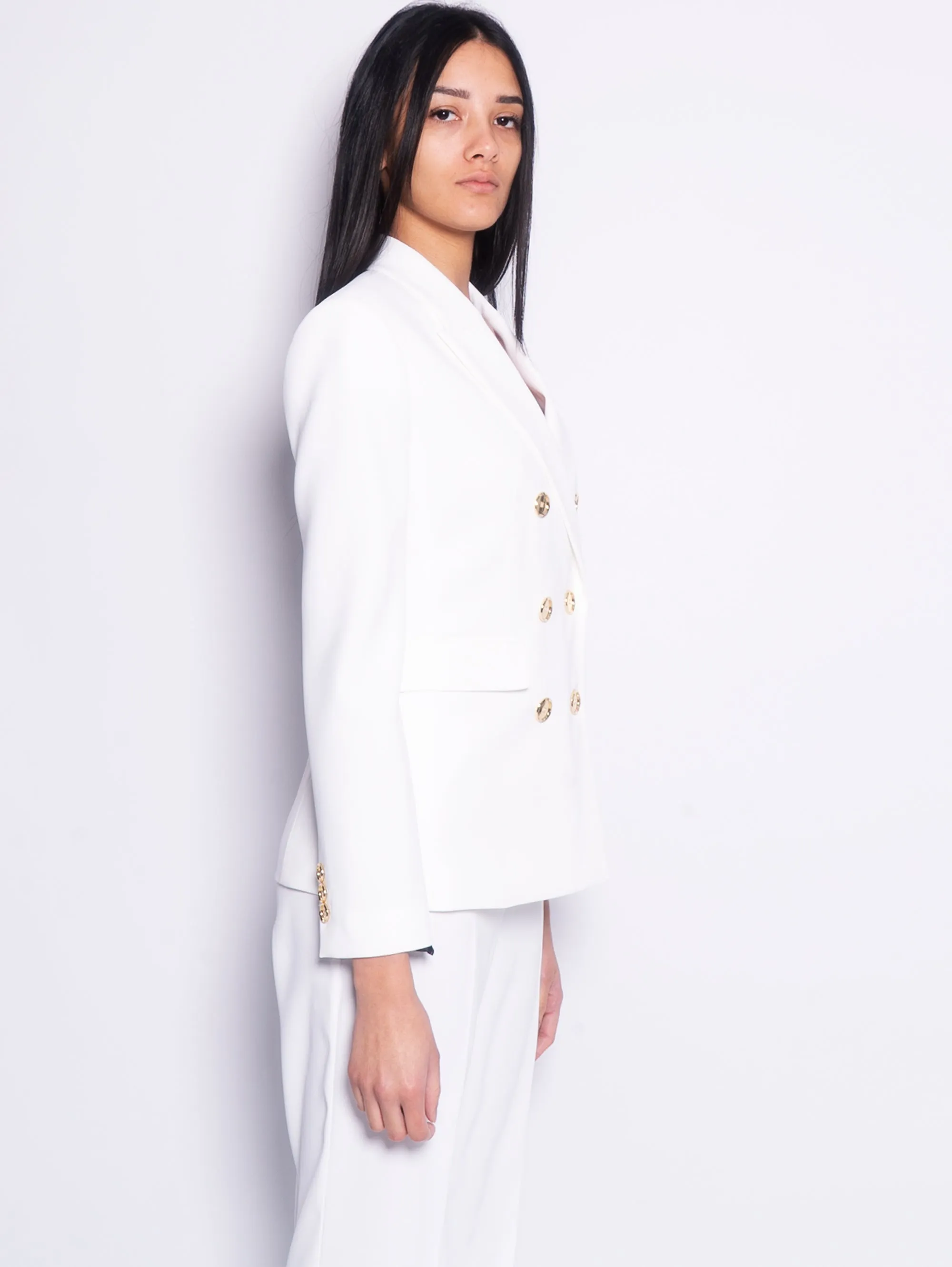 Double Breasted Blazer with White Metal Buttons