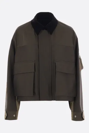 full-zip jacket in grosgrain and twill