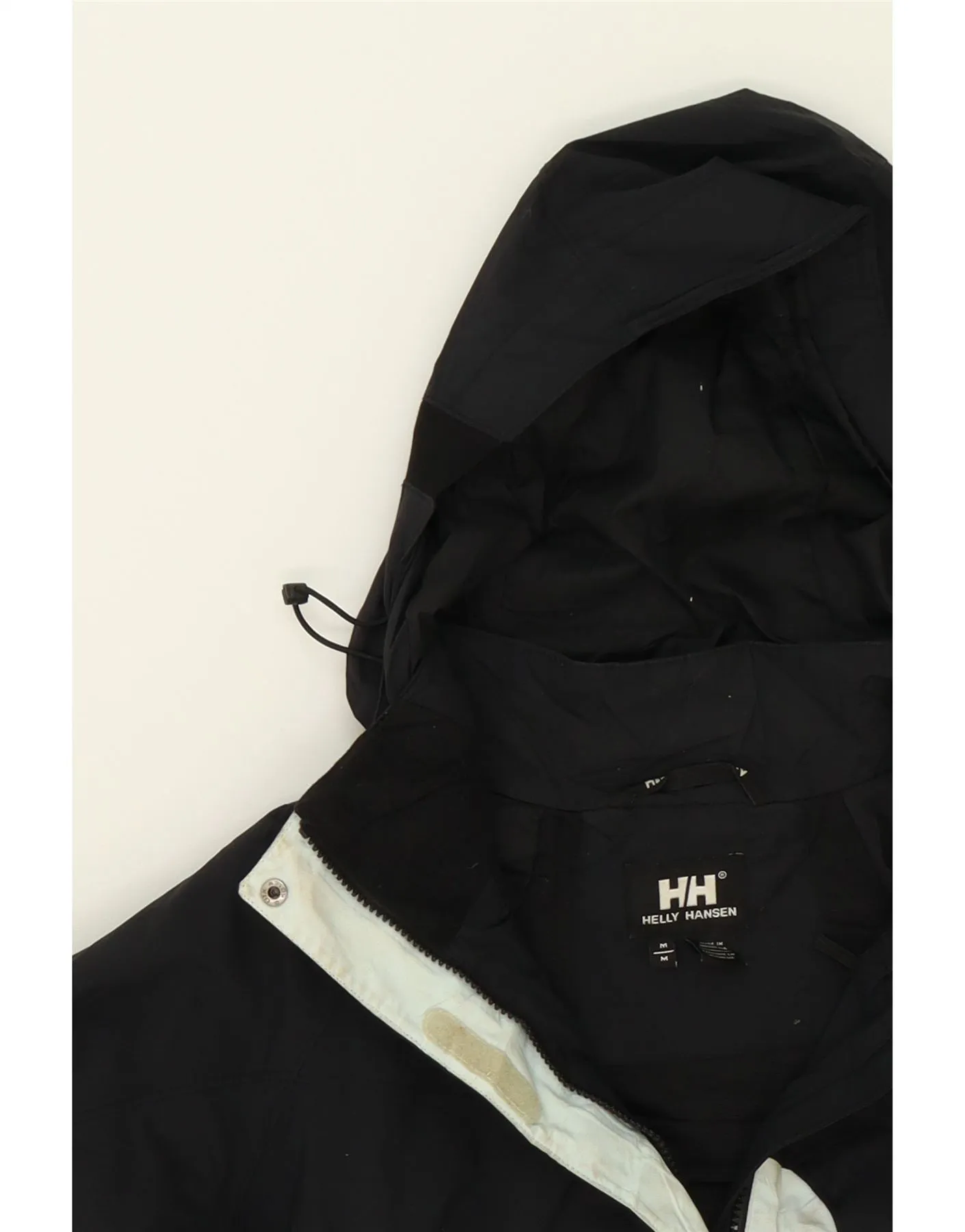 HELLY HANSEN Womens Hooded Rain Jacket UK 14 Medium Black Nylon