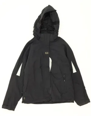 HELLY HANSEN Womens Hooded Rain Jacket UK 14 Medium Black Nylon