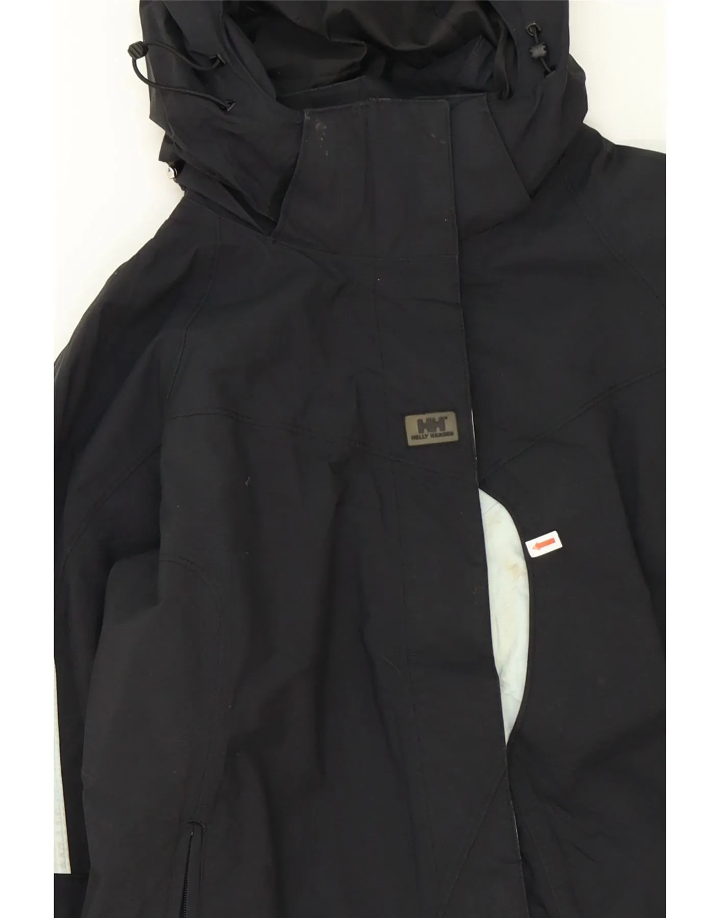 HELLY HANSEN Womens Hooded Rain Jacket UK 14 Medium Black Nylon