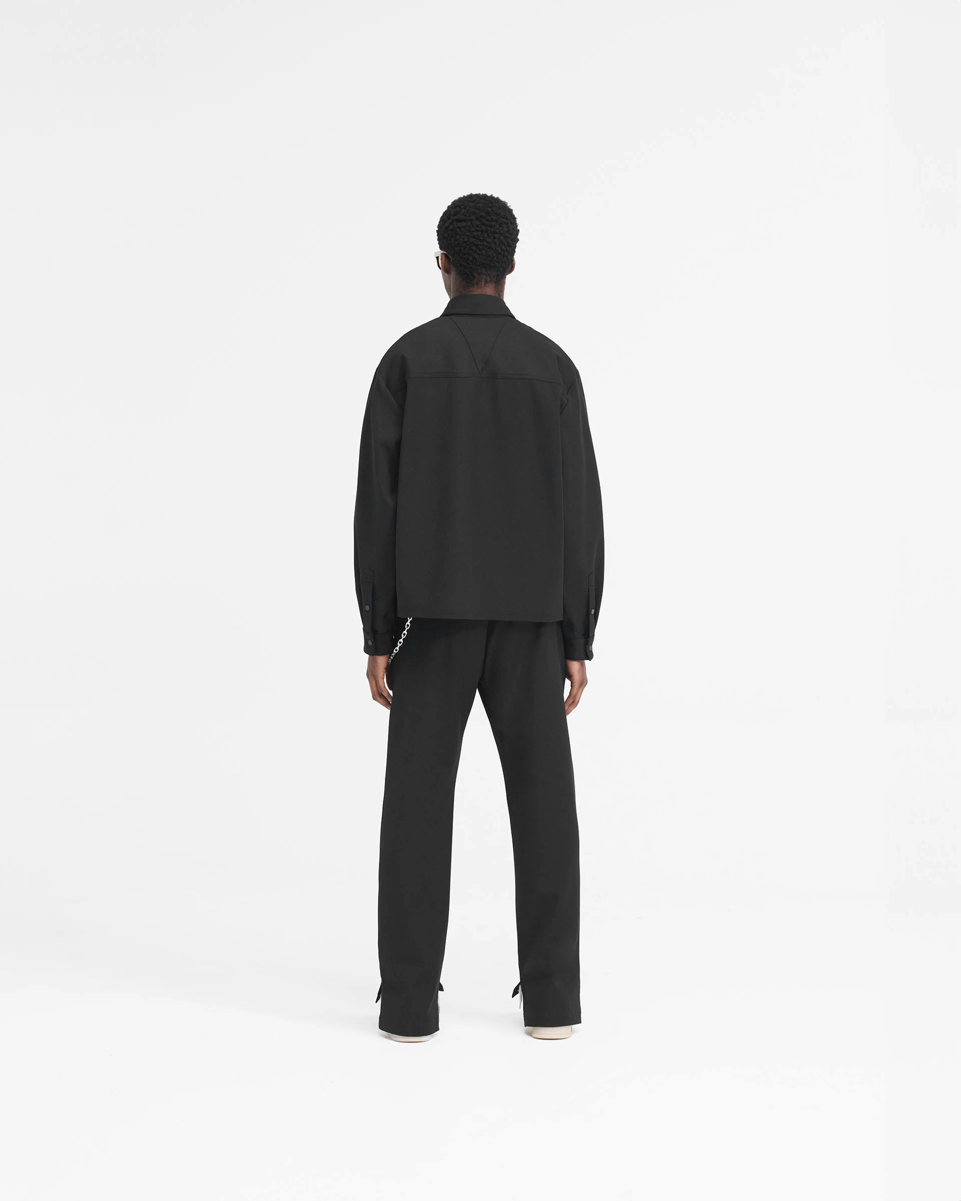 Initial Cropped Dress Shirt - Black