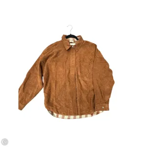 Jacket Shirt By Hem & Thread In Brown, Size: M