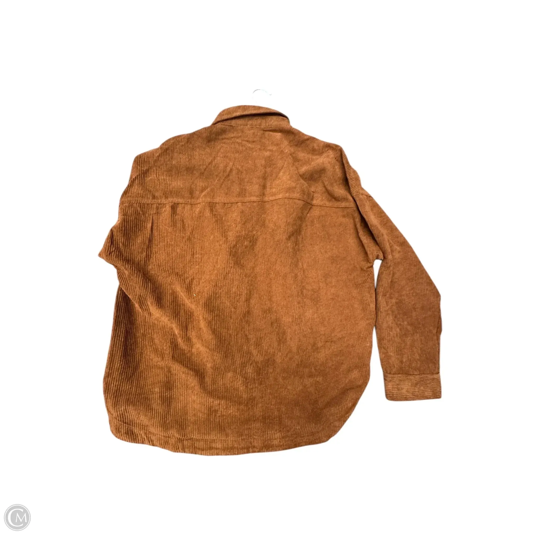 Jacket Shirt By Hem & Thread In Brown, Size: M