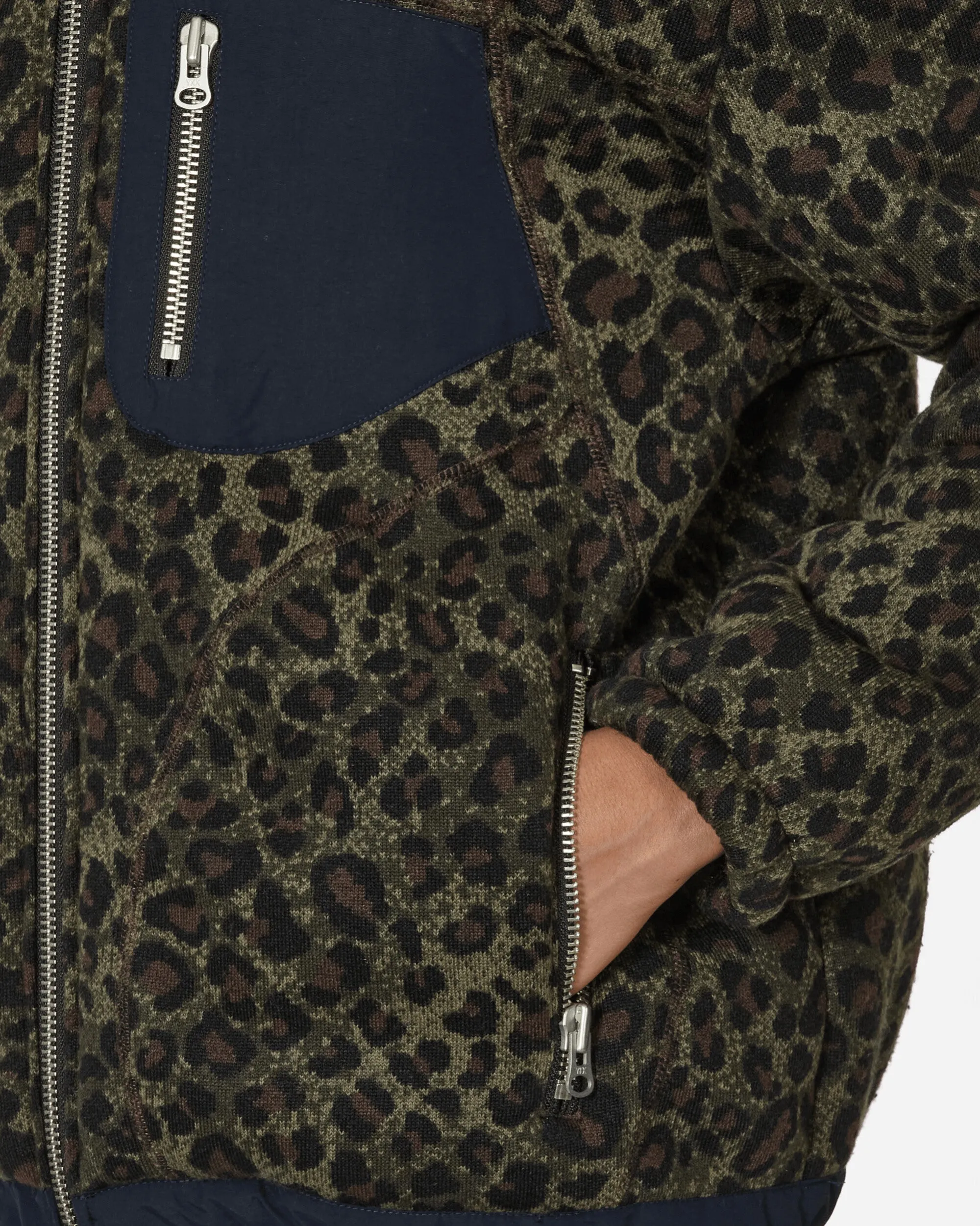 Leopard Reverse Sherpa Jacket Olive