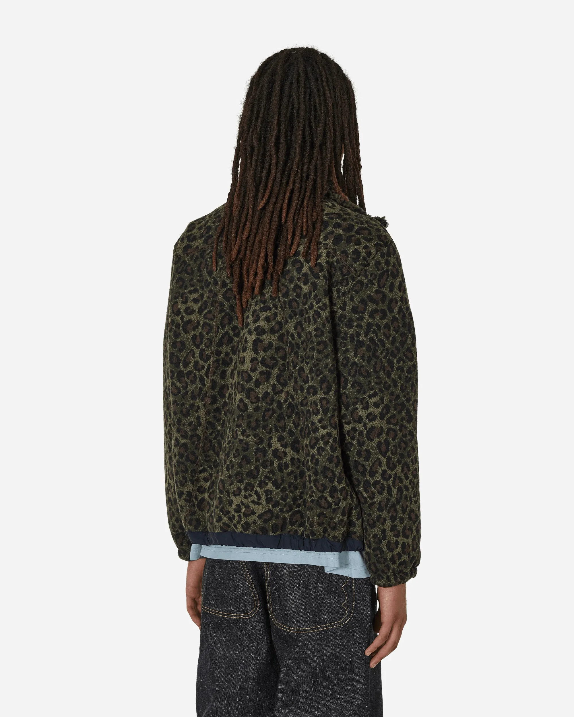 Leopard Reverse Sherpa Jacket Olive
