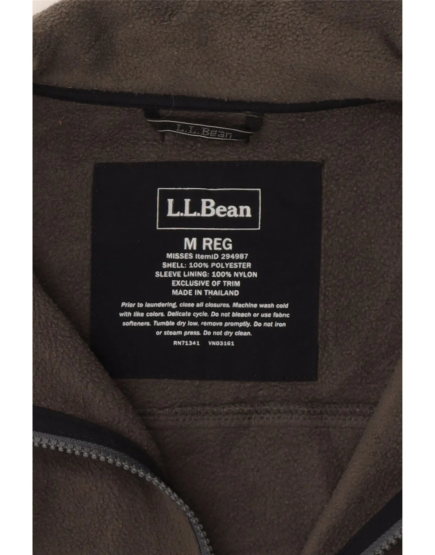 L.L.BEAN Mens Fleece Jacket UK 38 Medium Grey Polyester
