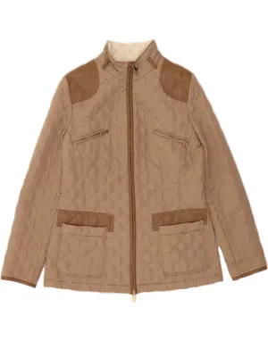 LUISA SPAGNOLI Womens Quilted Jacket UK 14 Medium Brown Polyester