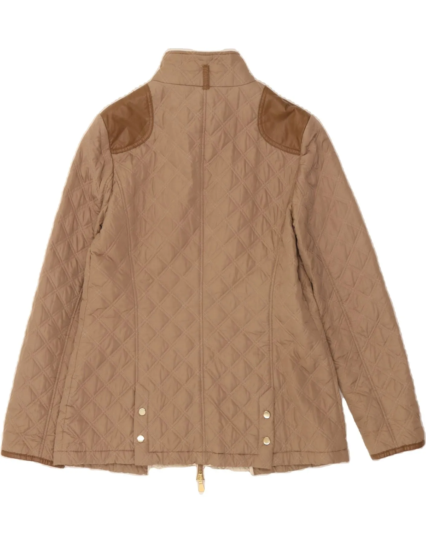 LUISA SPAGNOLI Womens Quilted Jacket UK 14 Medium Brown Polyester